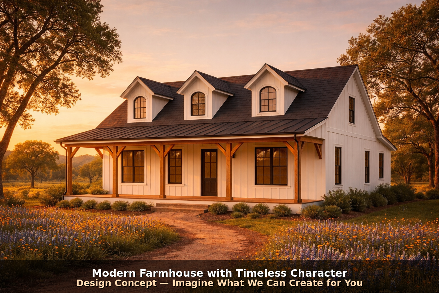 Custom Home Design Comfort Texas - Modern Farmhouse Concept by Riverside Home Designs