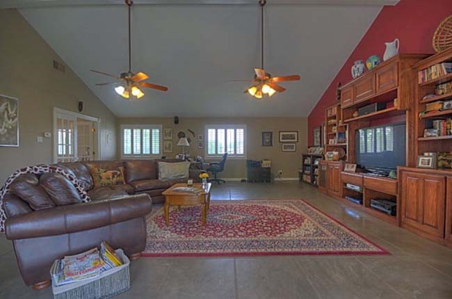 Spacious great room with high ceilings in Texas Hill Country luxury home